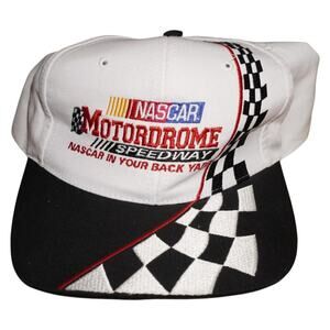 Vintage NASCAR Motordrome Speedway Snapback Hat Checkered Flag Racing Cap